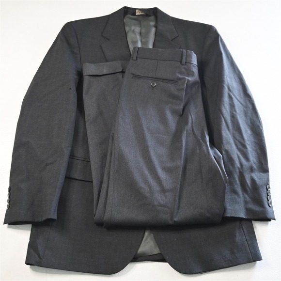 Jos A Bank 40R 34x30 Gray 100% Wool Mens Jacket Pants Suit